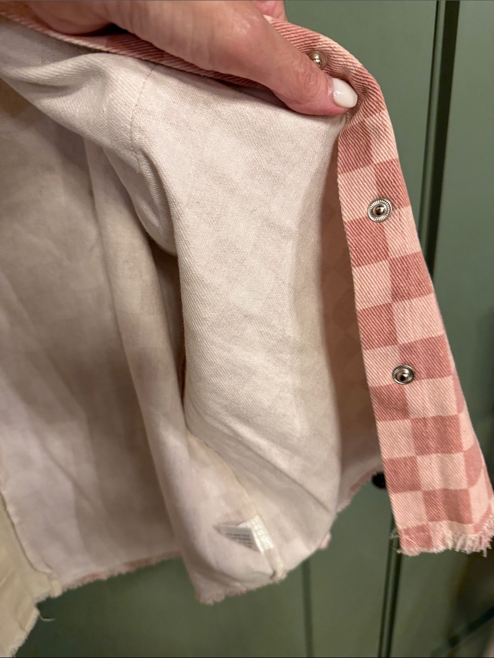 BiBi Pink & Cream Checker Contrast snap-Up Shirt/jacket - Picture 6 of 10